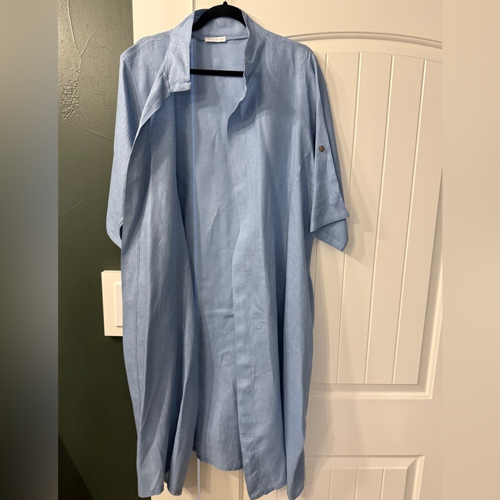 Light Blue Women’s Open Front Duster - Brand Unknown